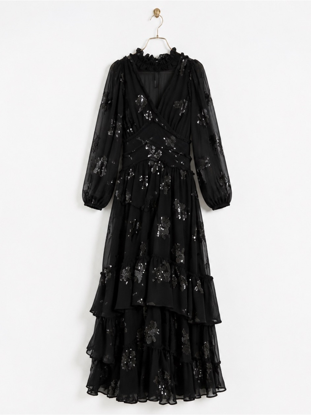 RARE DREAM SISTER JANE Gala Sequin Flower Black Tie MAXI Evening Event DRESS XS - Picture 8 of 8